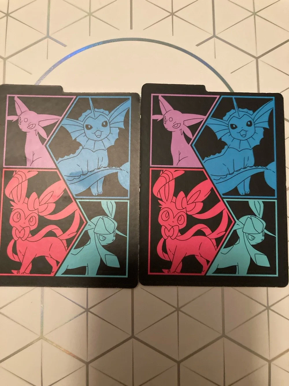 Pokemon Eeveelutions Neon Panel Card Pair - Pink, Blue, Teal
